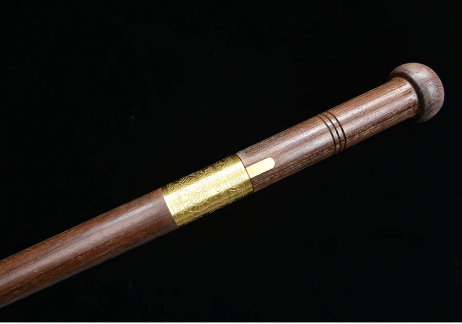 Chinese Cane Sword Folded Steel Damascus Blade Sharp Real Rosewood Scabbard Handmade Stick Sword Ready Battle Weapon Katanas