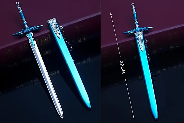 Sword Art Online 22CM Elucidator Anime Kirito Weapon Yuuki Asuna Green Rose Sword Real Steel Katana SAQ Japanese Catanas Toys