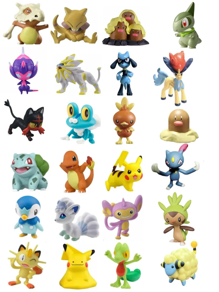 TOMY WCT Super Cute Pokemon Figures Kawaii Pikachu Piplup Vulpix Meowth Cubone Marshadow Axew Keldeo Mini 4cm Children toys