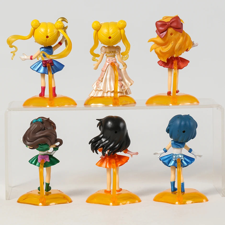 Q Version Sailor Mercury Mars Jupiter Venus Uranus Neptune Pluto Chiba Mamoru PVC Figures Toys Computer Desktop Dolls Set
