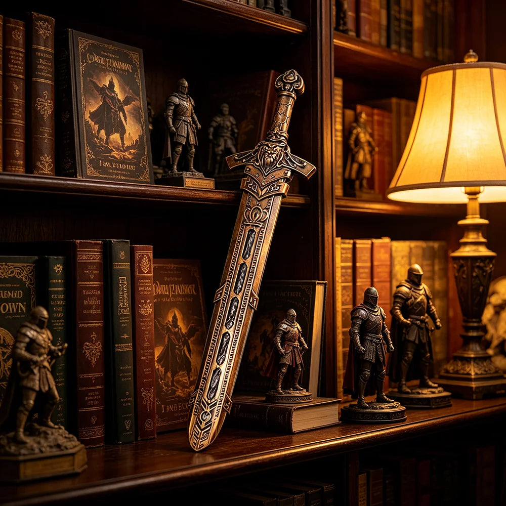 Medieval Royal King Sword With Scabbard Antique Bronzed Knight Go-To Arms Middle Ages Warrior Outfit Nostalgic Collection Prop
