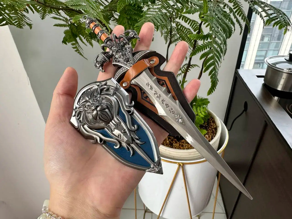 22cm World of Warcraft Frostmourne Sword Sheild 2pcs Metal Katana Model Lich King Swords Real Steel Samurai Safety Toy Gift Boys