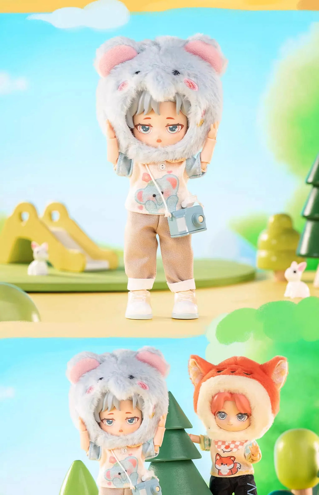 In stock PEETSOON Garden Party Series Ob11 1/12 Bjd 16cm  Cute Action Figure Toys Kawaii Anime Figures  Dolls Toy Gift