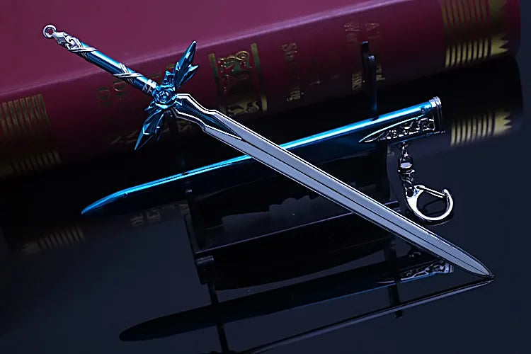 Sword Art Online 22CM Elucidator Anime Kirito Weapon Yuuki Asuna Green Rose Sword Real Steel Katana SAQ Japanese Catanas Toys
