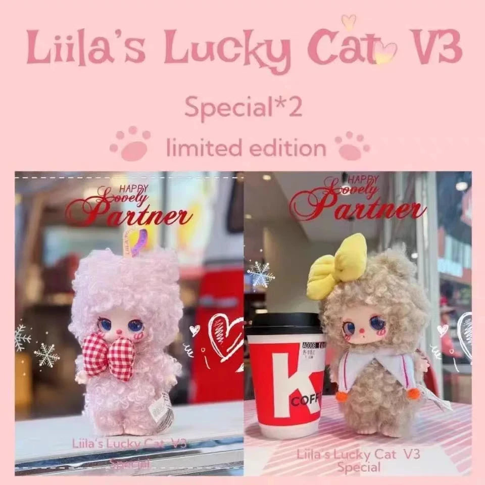 Genuine Liila'S Lucky Cat V3 Serise Blind Box Cute Vinyl Plush Pendant Doll Trendy Toys Lovely Mystery Box Figure Doll Gift