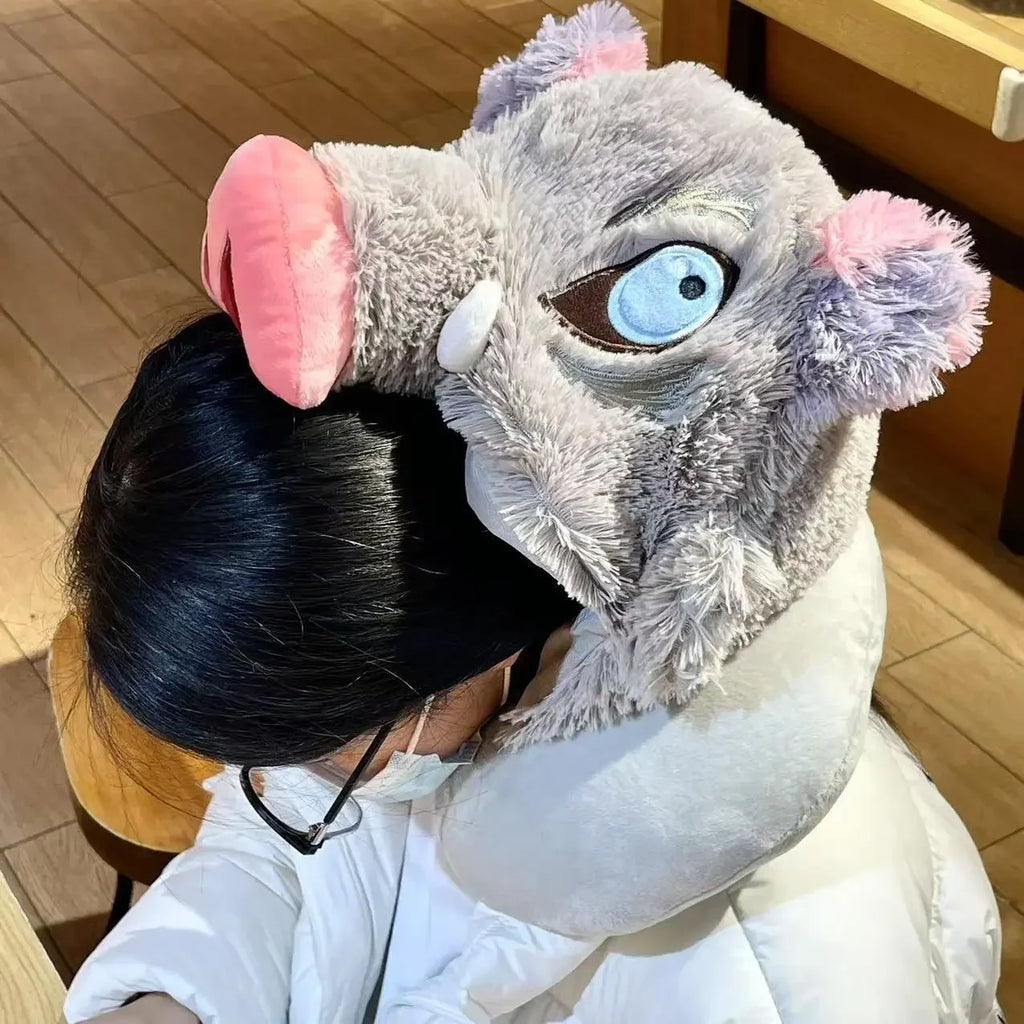 Cosplay Prop Wild Boar Head Plush Hat Pig Head Warm Headgear Cartoon Stuffed Anime Plushies Cosplay Props Gifts Boy Fans