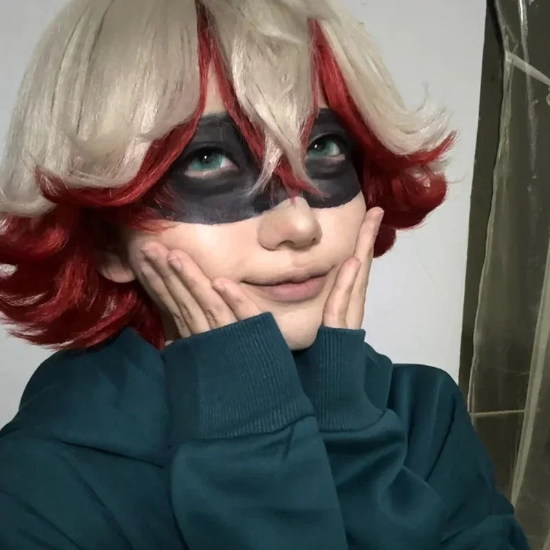 Cosplay Wig Men Women Silver Red Short Hair Heat Resistant Synthetic Full Wig Halloween Props