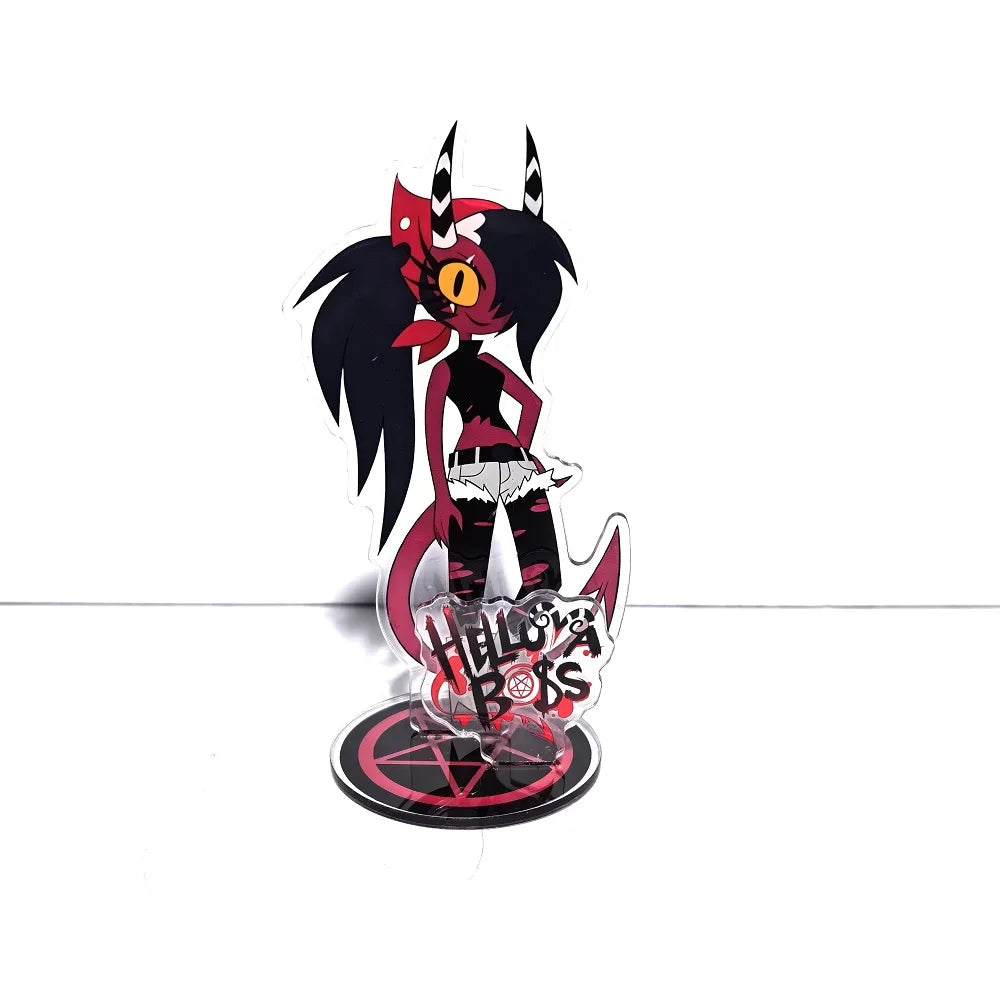 New 15CM Hazbin Hotel Charlie Morningstar Stand Acrylic Figures Vaggie Desktop Standing Sign Model Decoration Collection Gifts