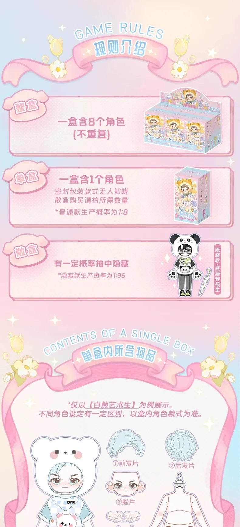 In stock PEETSOON Garden Party Series Ob11 1/12 Bjd 16cm  Cute Action Figure Toys Kawaii Anime Figures  Dolls Toy Gift