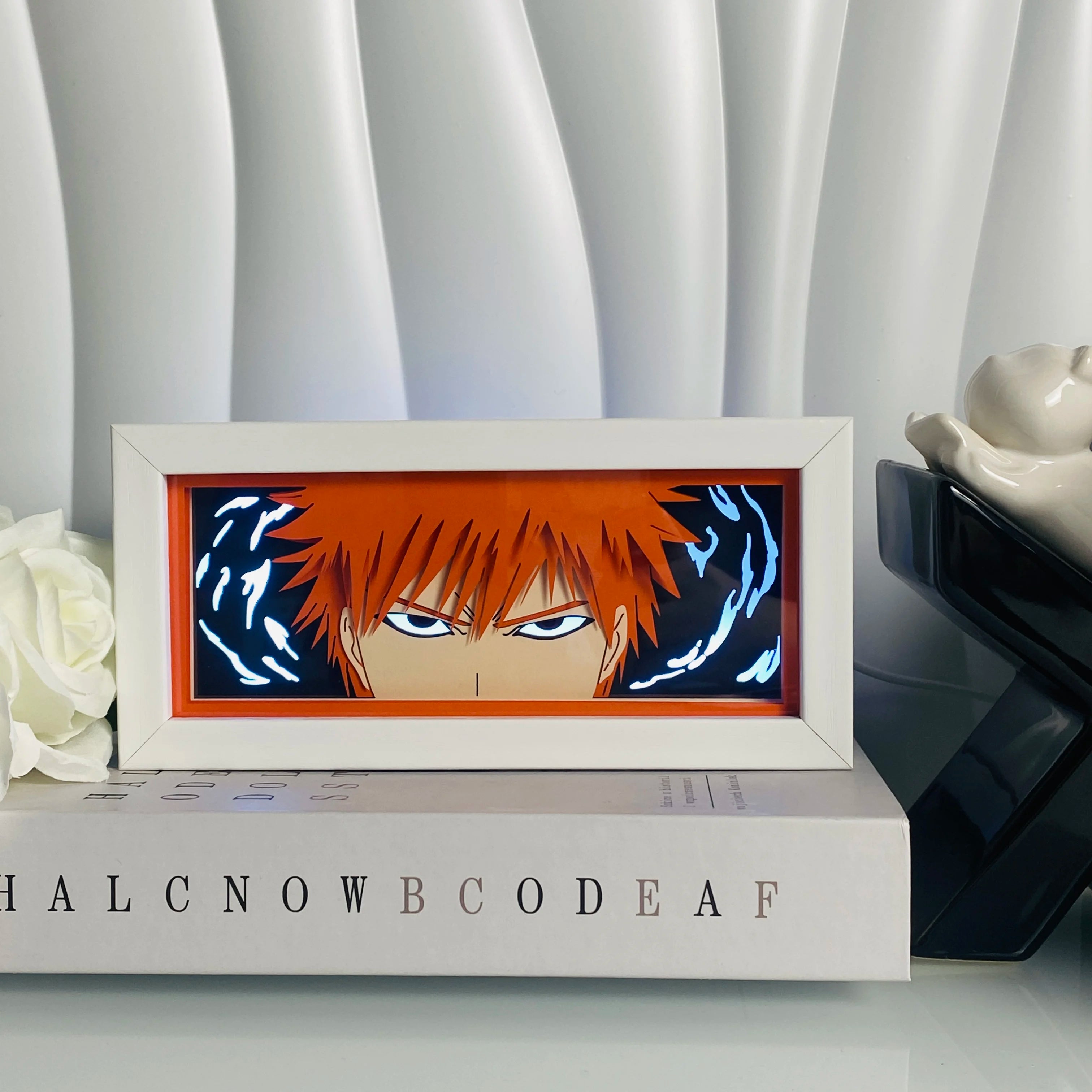 Anime Light Box Led Strip Lights Anime Eyes Shadow Box Picture Frame 3D Paper Carving Usb Table Lamp Mood Light Room Decor Gift