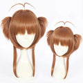 Wholesale Perruque Cosplay 40cm Light Brown Card Captor Sakura Kinomoto Sakura Wig Synthetic Anime Cosplay Wig Two Ponytails Wig